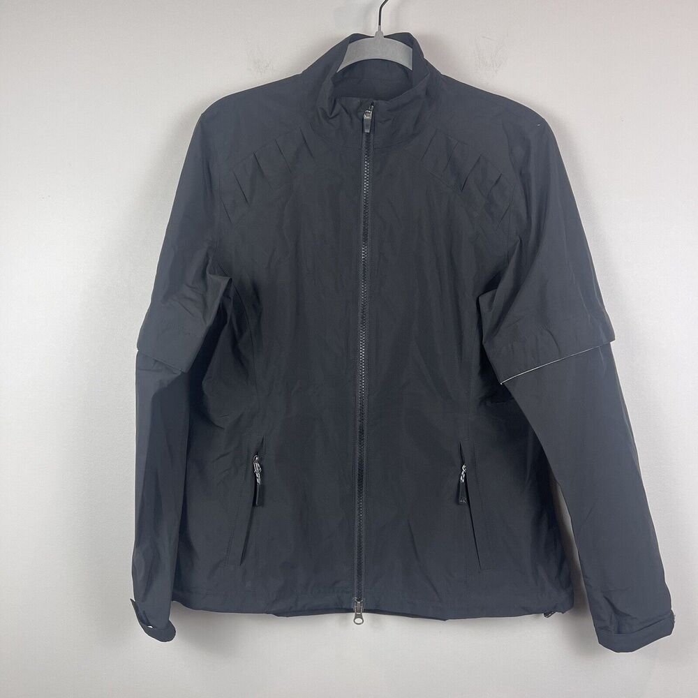 Zero Restriction Women Jacket Medium Black Windbreaker Removable Sleeves Golf